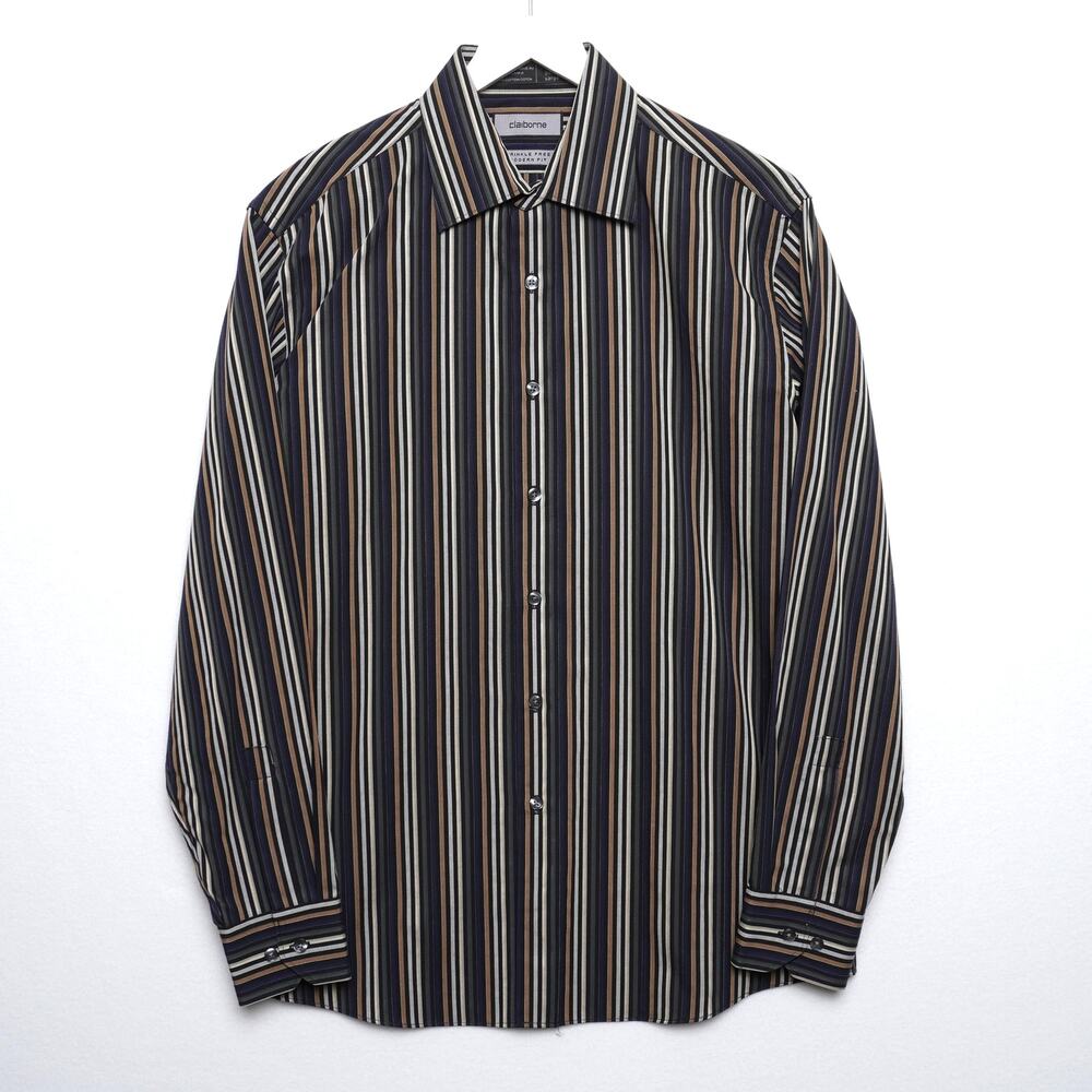 Vintage Men's Claiborne Stripe Dress Shirt L‎